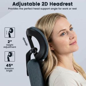 Costway Ergonomic Office Chair with 2D Headrest, Rocking Backrest & Wheels, Gaming Chair Blue