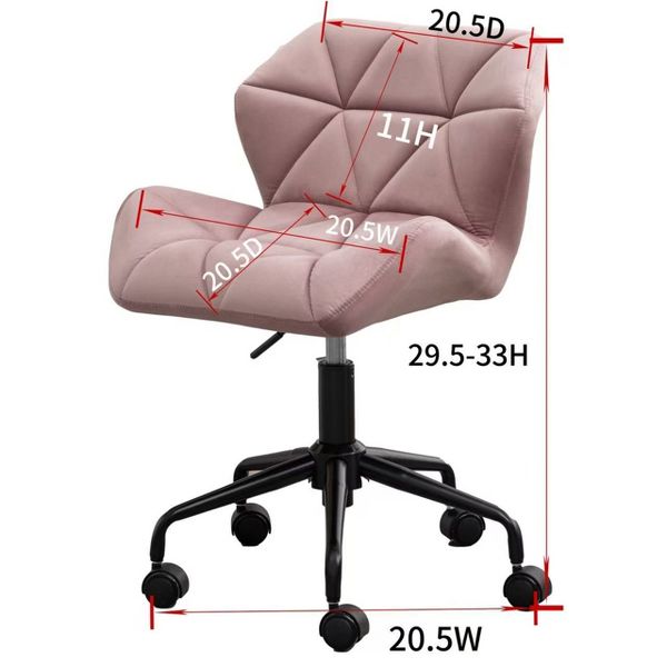 Homy Casa Adjustable Swivel Office Chair with Cushioned Velvet Seat for Home Office or Bedroom, Blue