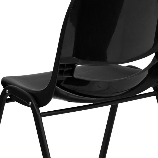 Emma and Oliver Black Ergonomic Shell Student Stack Chair - Classroom Chair / Office Guest Chair