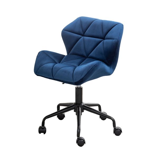 Homy Casa Adjustable Swivel Office Chair with Cushioned Velvet Seat for Home Office or Bedroom, Blue