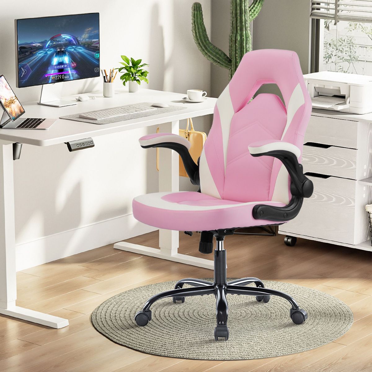 JIONJOY Ultimate Gaming Chair: Ergonomic, PU Leather, Executive Desk Chair with Flip-up Armrests | Black