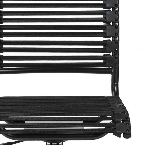 HomeRoots Black Adjustable Swivel Bungee Rolling Office Chair