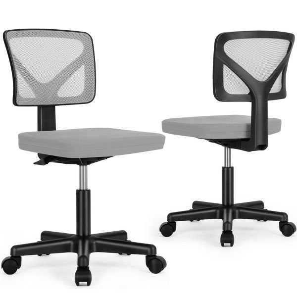 JIONJOY Armless Mesh Office Chair - Adjustable Height Rolling Desk Chair for Small Space, Dorm, Home Office | Black