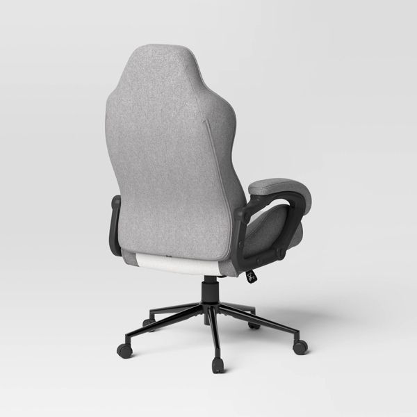 Swivel Gaming Chair Gray - Room Essentials™: Upholstered Computer Desk Chair, Adjustable, Fixed Arms