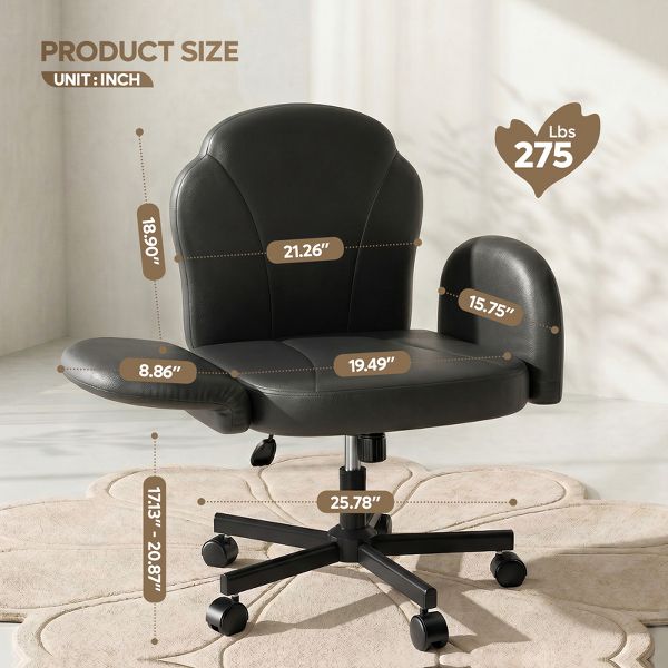 Bestier Criss Cross Chair Vanity Desk Chair with Foldable Armrests, Reclining Office Chair for Home Office, Makeup & Reading,Pet-Friendly, Beige