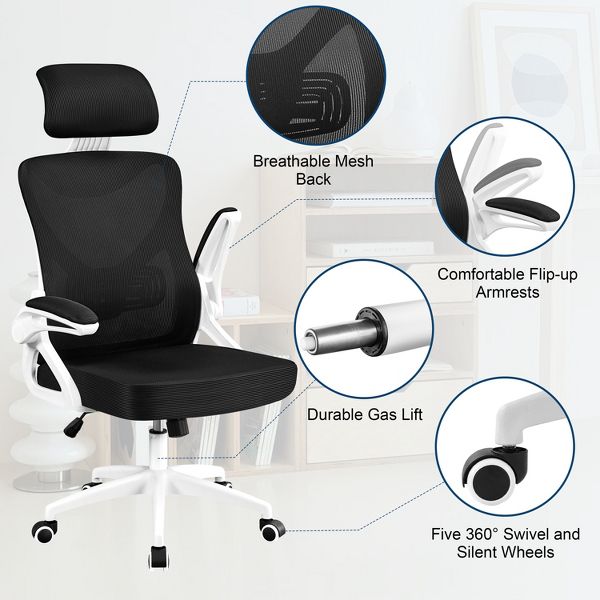 Yaheetech High Back Office Chair Computer Chair with Armrest Black