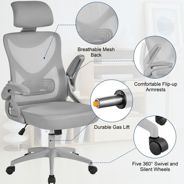 Yaheetech High Back Office Chair Computer Chair with Armrest Black