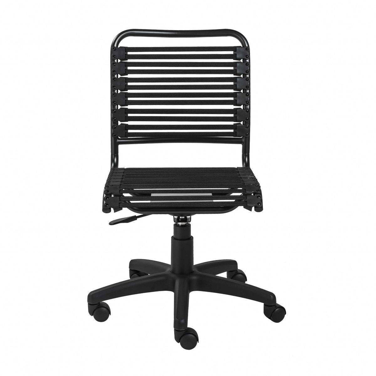 HomeRoots Black Adjustable Swivel Bungee Rolling Office Chair