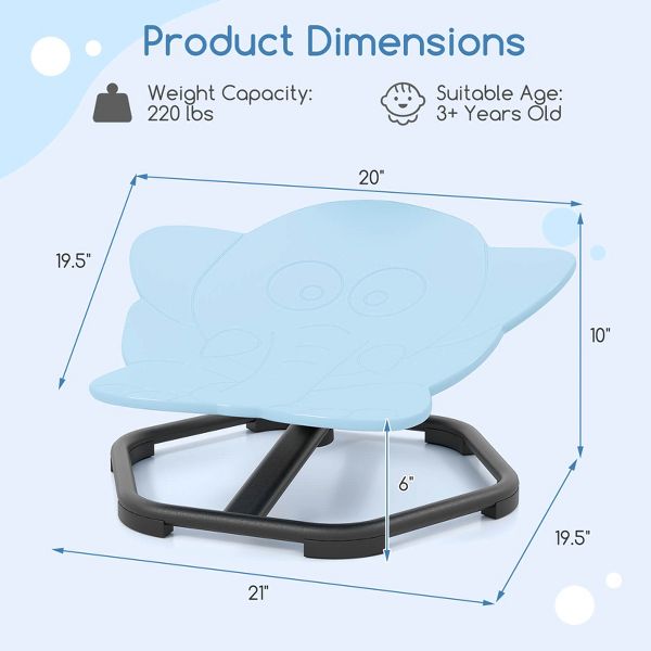 Costway Kids Sensory Swivel Chair with Non-Slip Metal Base for Autistic Kids Indoor Outdoor Blue Elephant