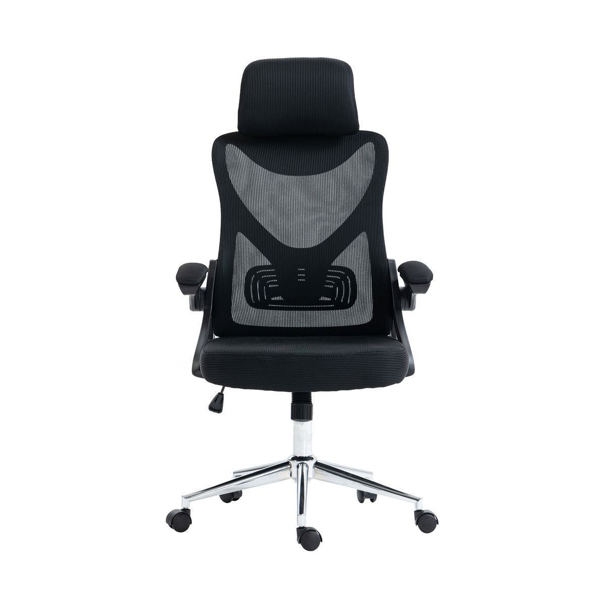 HomeRoots Black Adjustable Height Swivel Rolling Office Chair