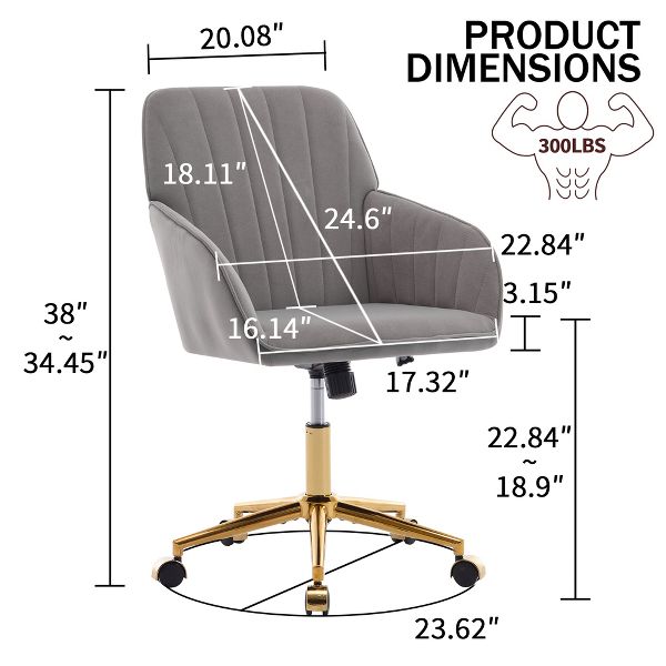 Adjustable Office Chair, Home Bedroom, Ergonomic Swivel Chair, Backrest Seat, Comfortable for Long Sitting