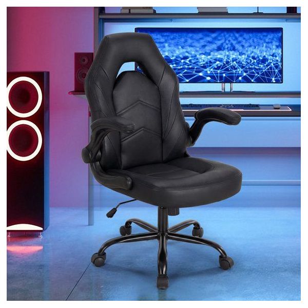 JIONJOY Ultimate Gaming Chair: Ergonomic, PU Leather, Executive Desk Chair with Flip-up Armrests | Black