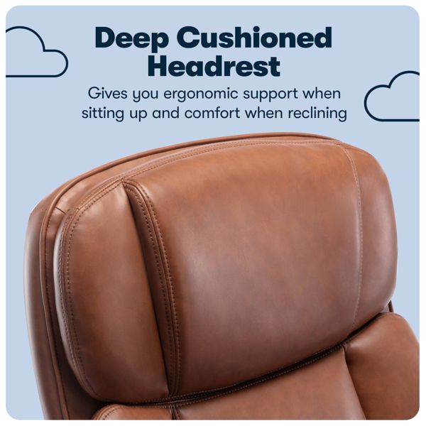 Big and Tall Executive Office Chair Cognac - Serta: 350lb Capacity, Ergonomic, Swivel, Adjustable