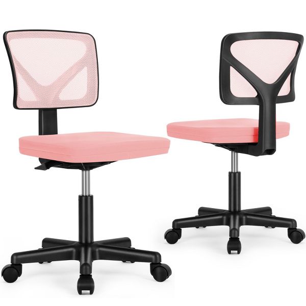 JIONJOY Armless Mesh Office Chair - Adjustable Height Rolling Desk Chair for Small Space, Dorm, Home Office | Black