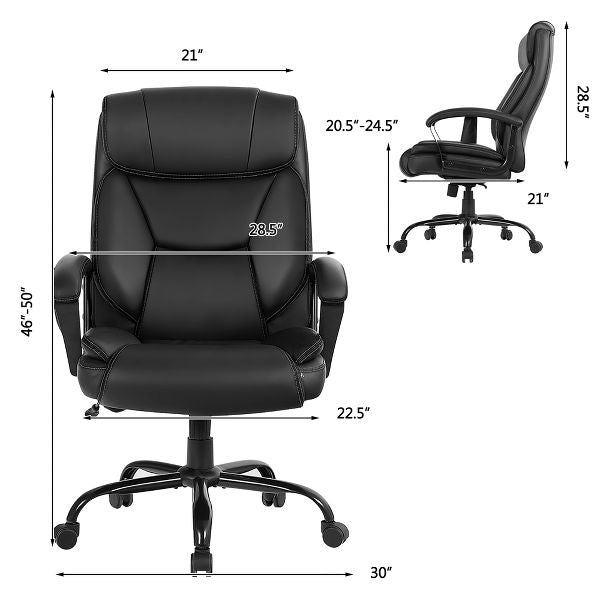 Costway Big & Tall 500lb Office Chair Executive PU Leather Computer Desk Chair