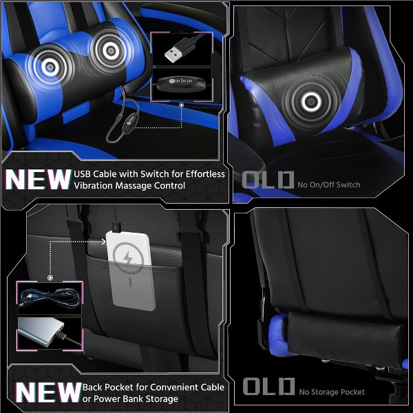 Yaheetech Adjustable Computer Chair with Footrest and Lumbar Support Black