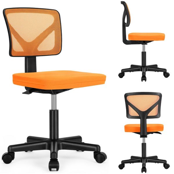 JIONJOY Armless Mesh Office Chair - Adjustable Height Rolling Desk Chair for Small Space, Dorm, Home Office | Black