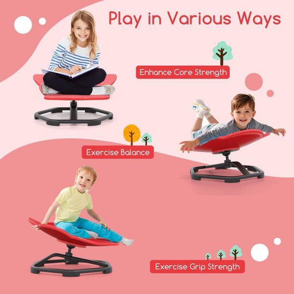 Costway Kids Sensory Swivel Chair with Non-Slip Metal Base for Autistic Kids Indoor Outdoor Blue Elephant