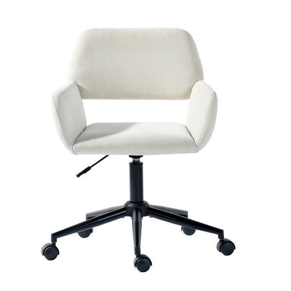 HomeRoots Beige and Black Adjustable Height Swivel Rolling Office Chair
