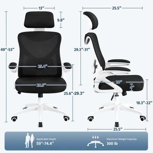 Yaheetech High Back Office Chair Computer Chair with Armrest Black