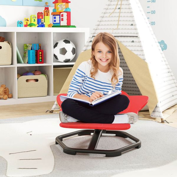 Costway Kids Sensory Swivel Chair with Non-Slip Metal Base for Autistic Kids Indoor Outdoor Blue Elephant