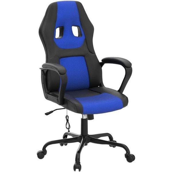 FDW Racing Gaming Chair Home Office Chair Ergonomic Desk Chair Massage PU Leather Computer Chair with Lumbar Support Headrest Armrest ,Black