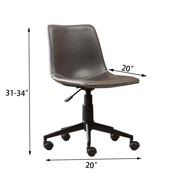 360° Swivel Gray Faux Leather Office Chair, Air Lift Adjustable Desk Chair, Seating for Work, 18"-21" Seat Height-Panipeachy