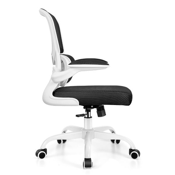 KERDOM Office Chair, Breathable Mesh Comfy Chair with Lumbar Support, Flip-up Armrests, Desk Chair for Adults Home Office, Black