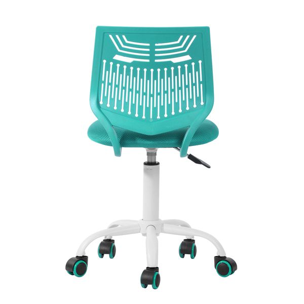 HomeRoots Aqua and White Adjustable Height Swivel Rolling Office Chair