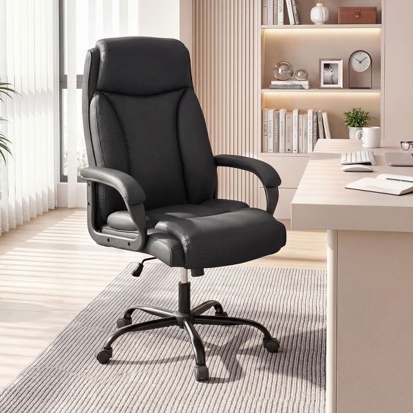 Costway 400 LBS Big & Tall Leather Office Chair Adjustable High Back Task Chair