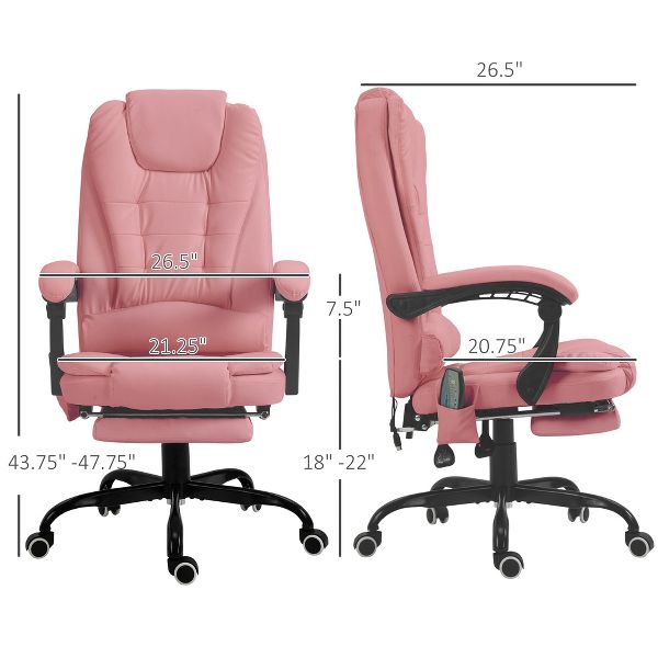Vinsetto 7-Point Vibrating Massage Office Chair Computer Chair with Lumbar Support, Footrest, Reclining Back, Adjustable Height, Black