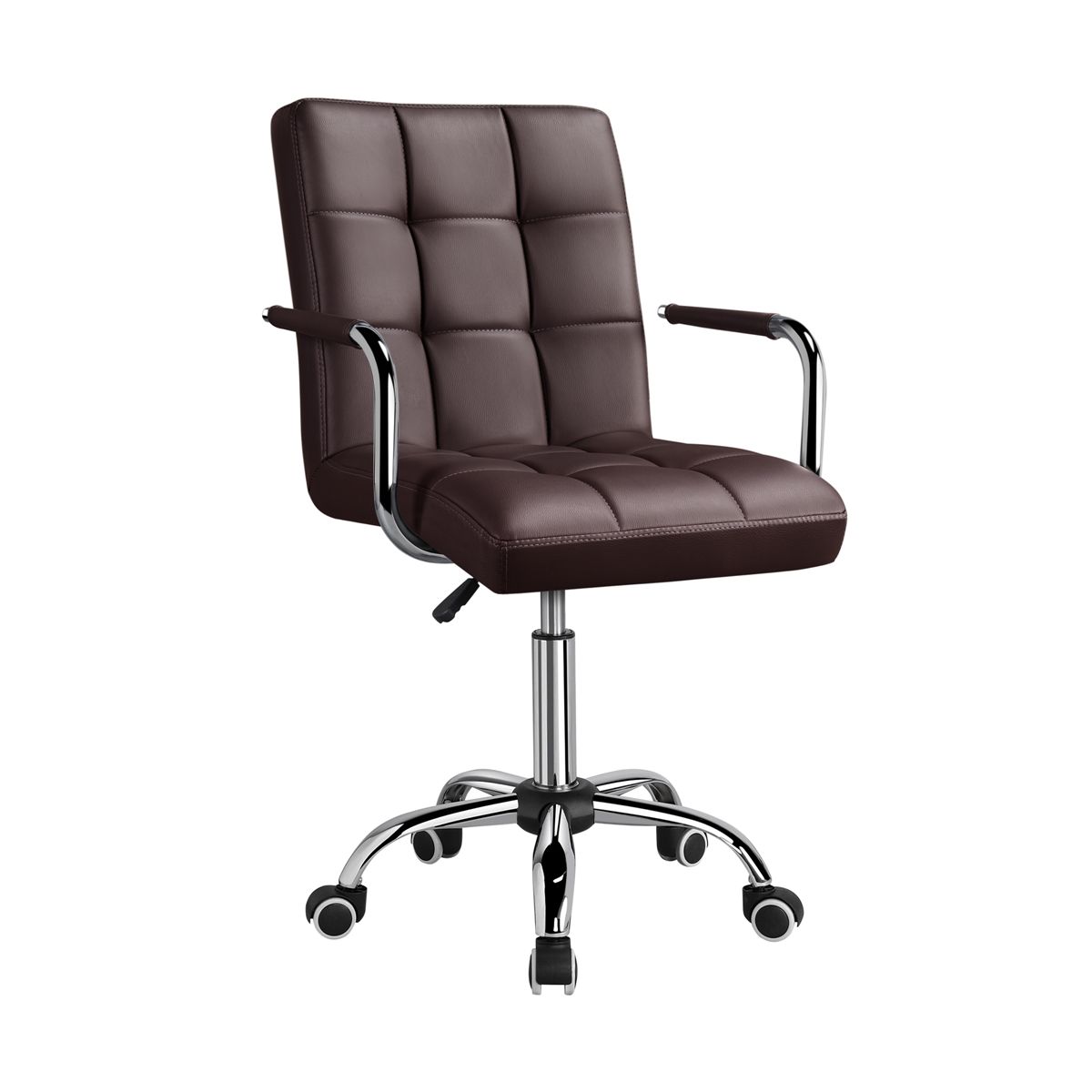 Yaheetech Modern Office Chair Height Adjustable Swivel Chair Mid Back PU Leather Chair, Black