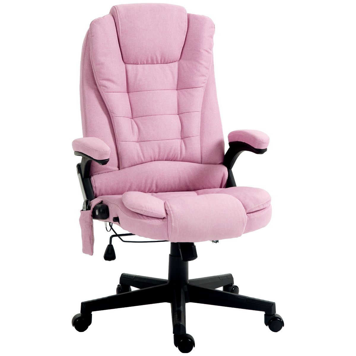 Vinsetto 6 Point Vibrating Massage Office Chair with Heat, Linen High Back Executive Office Chair with Reclining Backrest, Armrests, Black