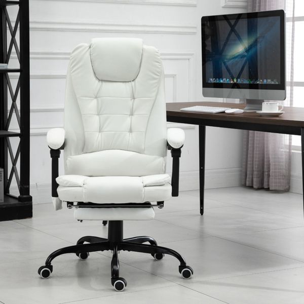 7-Point Vibrating Massage Office Chair High Back Executive Recliner with Lumbar Support, Footrest, Reclining Back, Adjustable Height