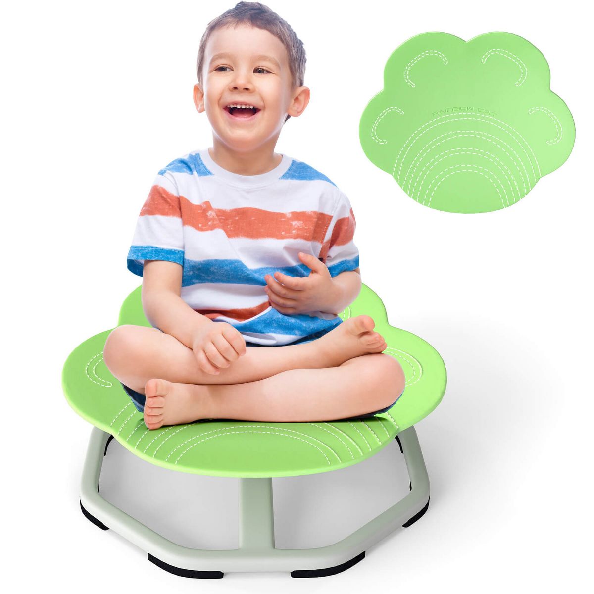 Costway Kids Sensory Swivel Chair with Non-Slip Metal Base for Autistic Kids Indoor Outdoor Blue Elephant