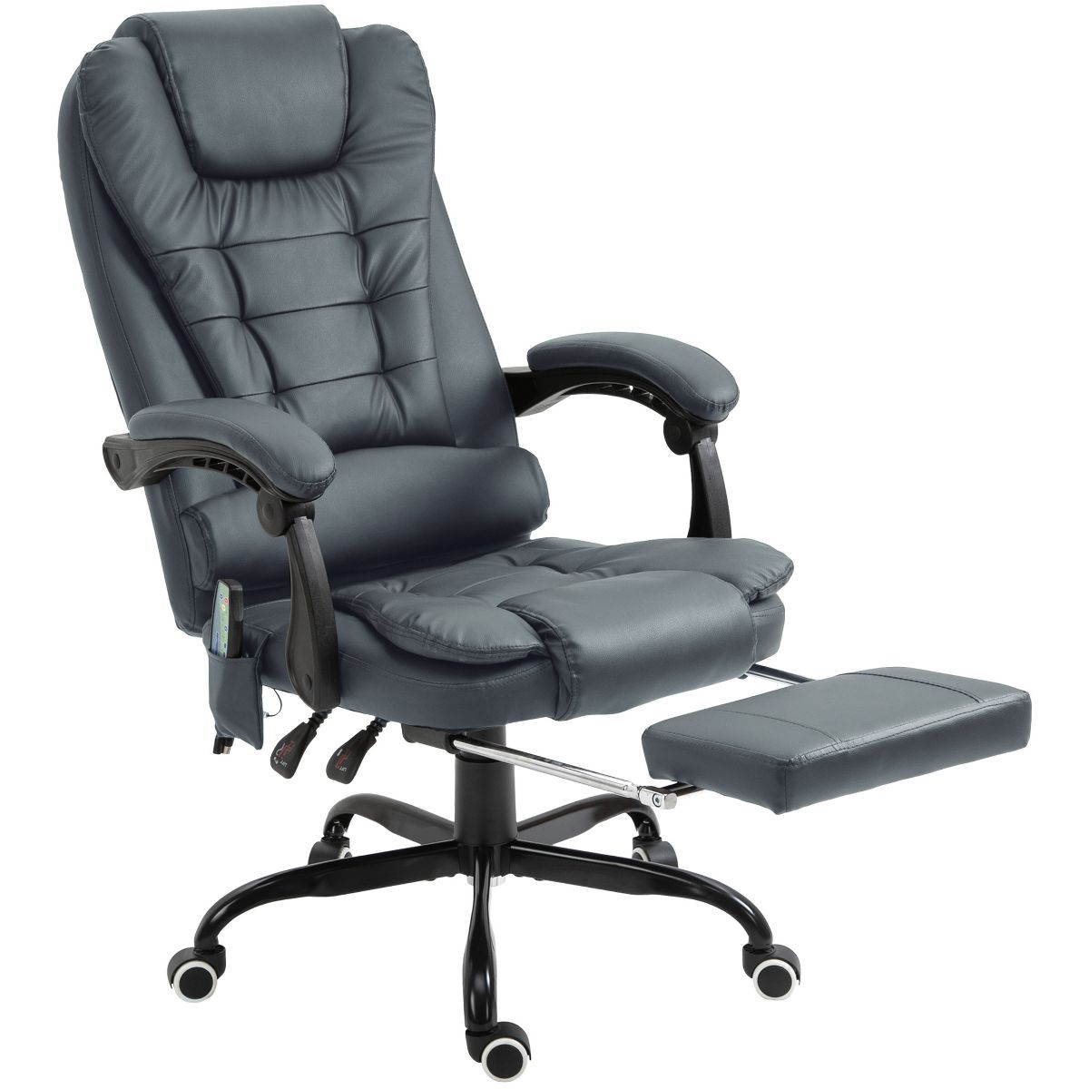 Vinsetto 7-Point Vibrating Massage Office Chair Computer Chair with Lumbar Support, Footrest, Reclining Back, Adjustable Height, Black