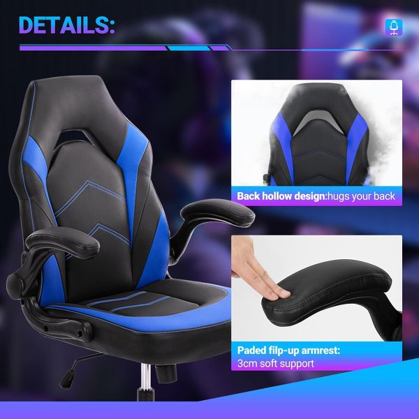 MAYEERTY PU Leather Ergonomic Gaming Chair, Swivel Computer Office Chair with Lumbar Support, Adjustable Height & Rocking Function