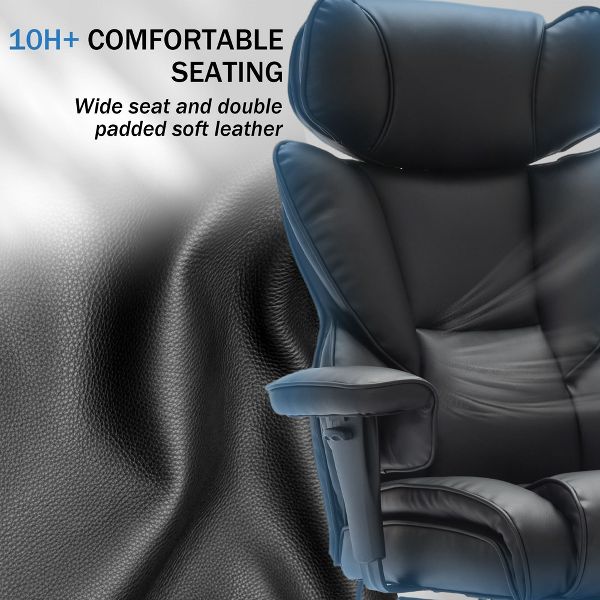 Ergonomic Office Chair with Foot Rest and Inflatable Lumbar Support,Reclining Gaming Chair with Adjustable Height Headrest, for Home and Office