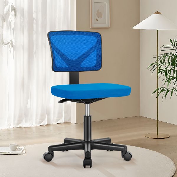 JIONJOY Armless Mesh Office Chair - Adjustable Height Rolling Desk Chair for Small Space, Dorm, Home Office | Black