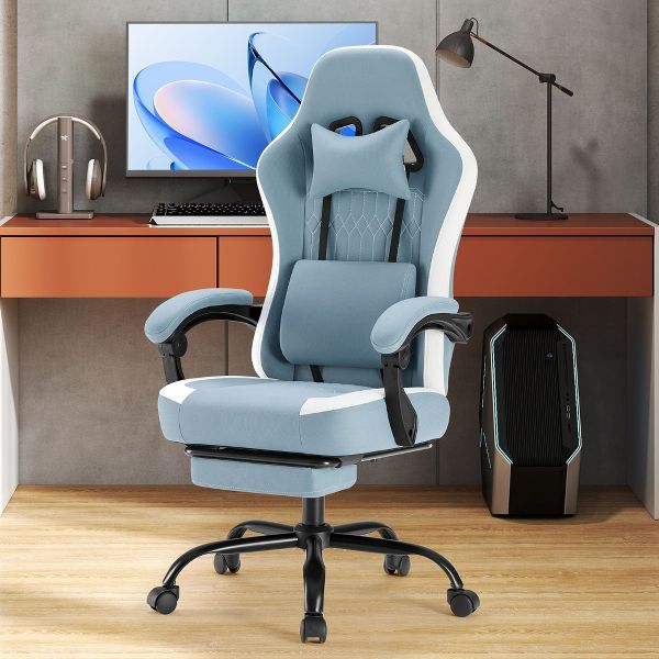 JIONJOY Ergonomic Gaming Chair with Footrest - High Back Lumbar Support, Adjustable Recline& Height, Swivel Computer Desk Chair-BK