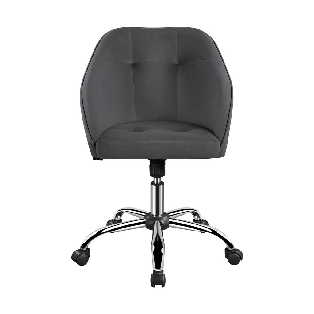 Yaheetech Velvet Desk Chair for Home Office, Soft Height Adjustable 360° Swivel Computer Chair, Gray