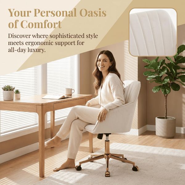 Adjustable Office Chair, Home Bedroom, Ergonomic Swivel Chair, Backrest Seat, Comfortable for Long Sitting