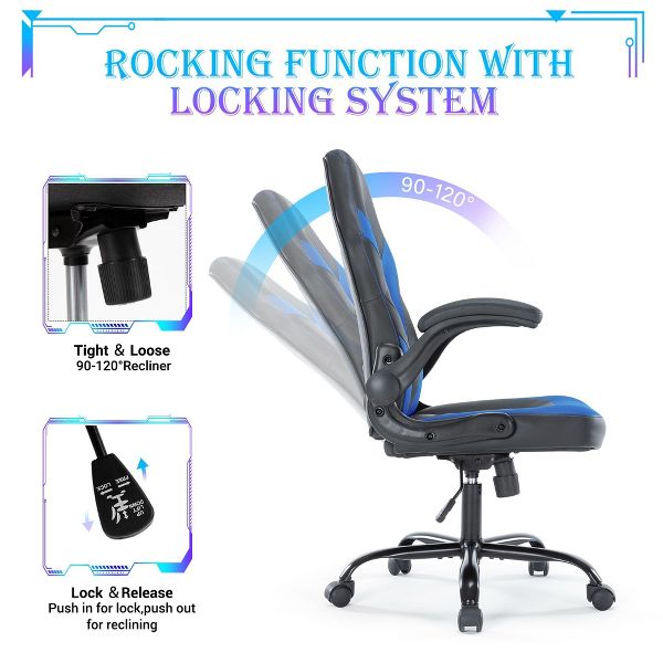 JIONJOY Ultimate Gaming Chair: Ergonomic, PU Leather, Executive Desk Chair with Flip-up Armrests | Black