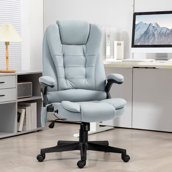 HOMCOM 6 Point Vibrating Massage Office Chair with Heat, Microfiber High Back Executive Office Chair with Reclining Backrest, Armrests, Rust Red