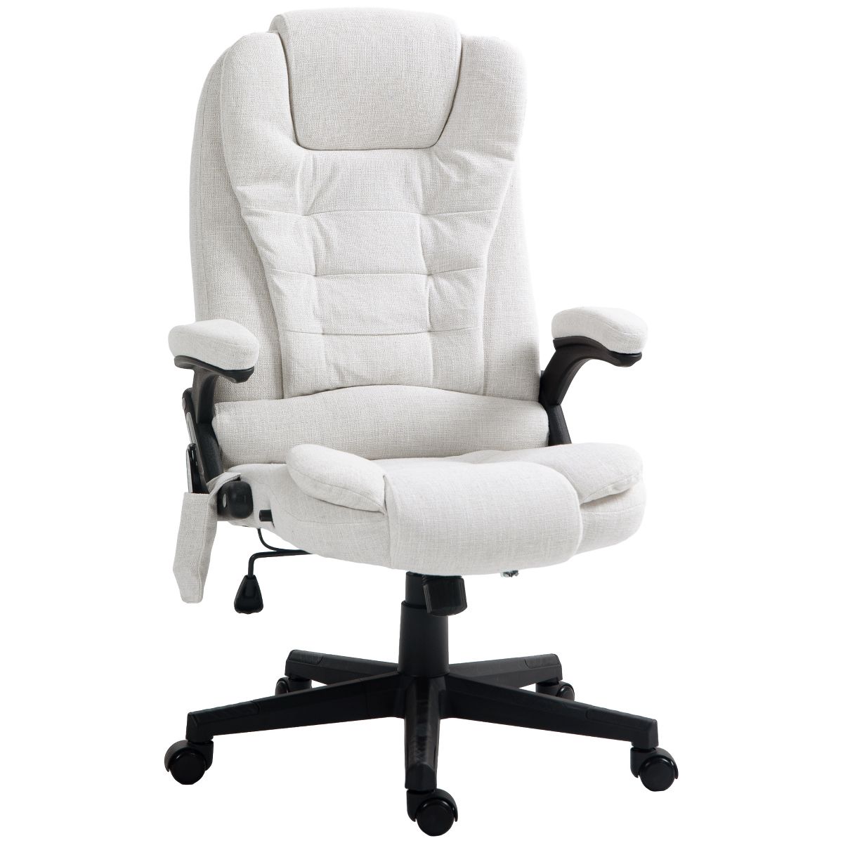 Vinsetto 6 Point Vibrating Massage Office Chair with Heat, Linen High Back Executive Office Chair with Reclining Backrest, Armrests, Black