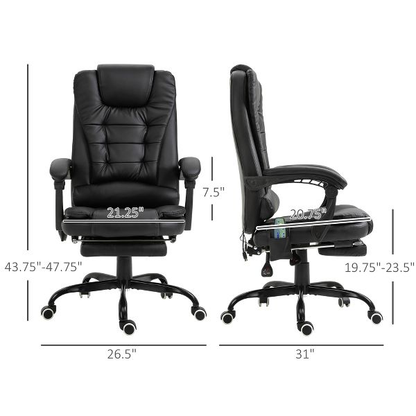 7-Point Vibrating Massage Office Chair High Back Executive Recliner with Lumbar Support, Footrest, Reclining Back, Adjustable Height
