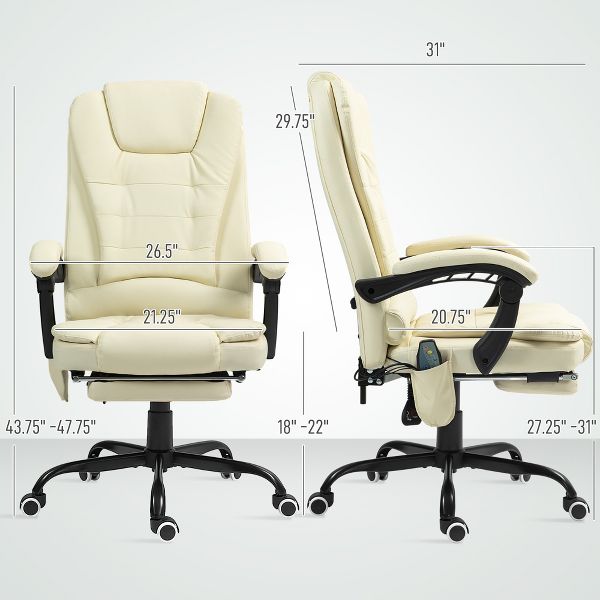 Vinsetto 7-Point Vibrating Massage Office Chair Computer Chair with Lumbar Support, Footrest, Reclining Back, Adjustable Height, Black