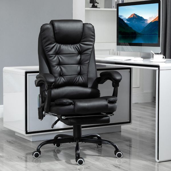 7-Point Vibrating Massage Office Chair High Back Executive Recliner with Lumbar Support, Footrest, Reclining Back, Adjustable Height