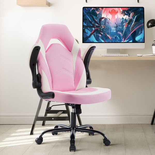 JIONJOY Ultimate Gaming Chair: Ergonomic, PU Leather, Executive Desk Chair with Flip-up Armrests | Black