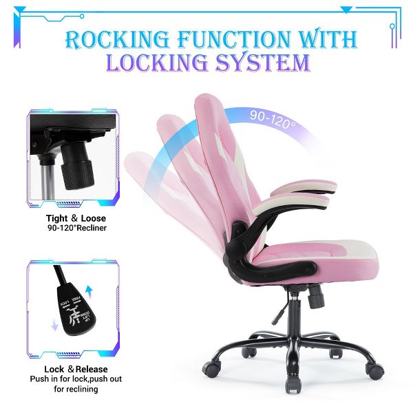 JIONJOY Ultimate Gaming Chair: Ergonomic, PU Leather, Executive Desk Chair with Flip-up Armrests | Black